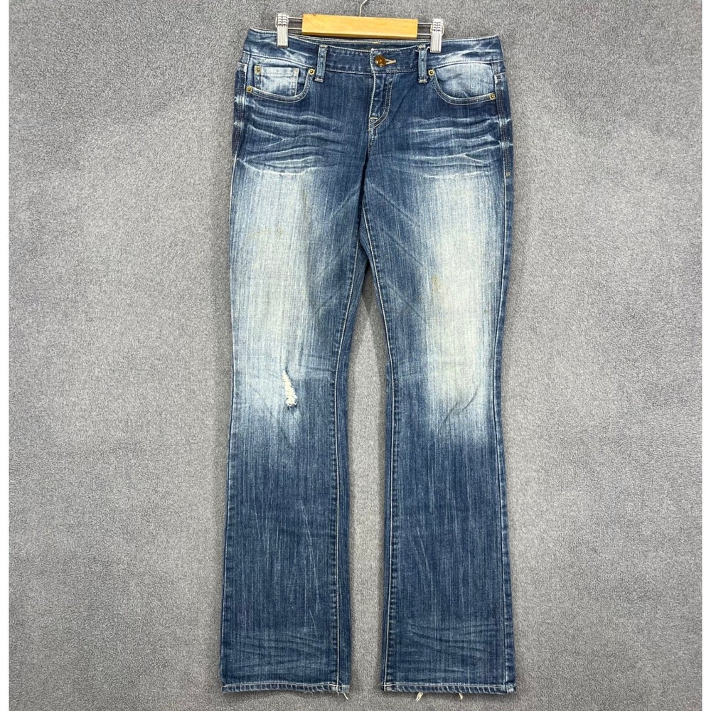 Express Stella Low Rise Bootcut‎ Jeans Medium Wash Distressed Blue Size 12